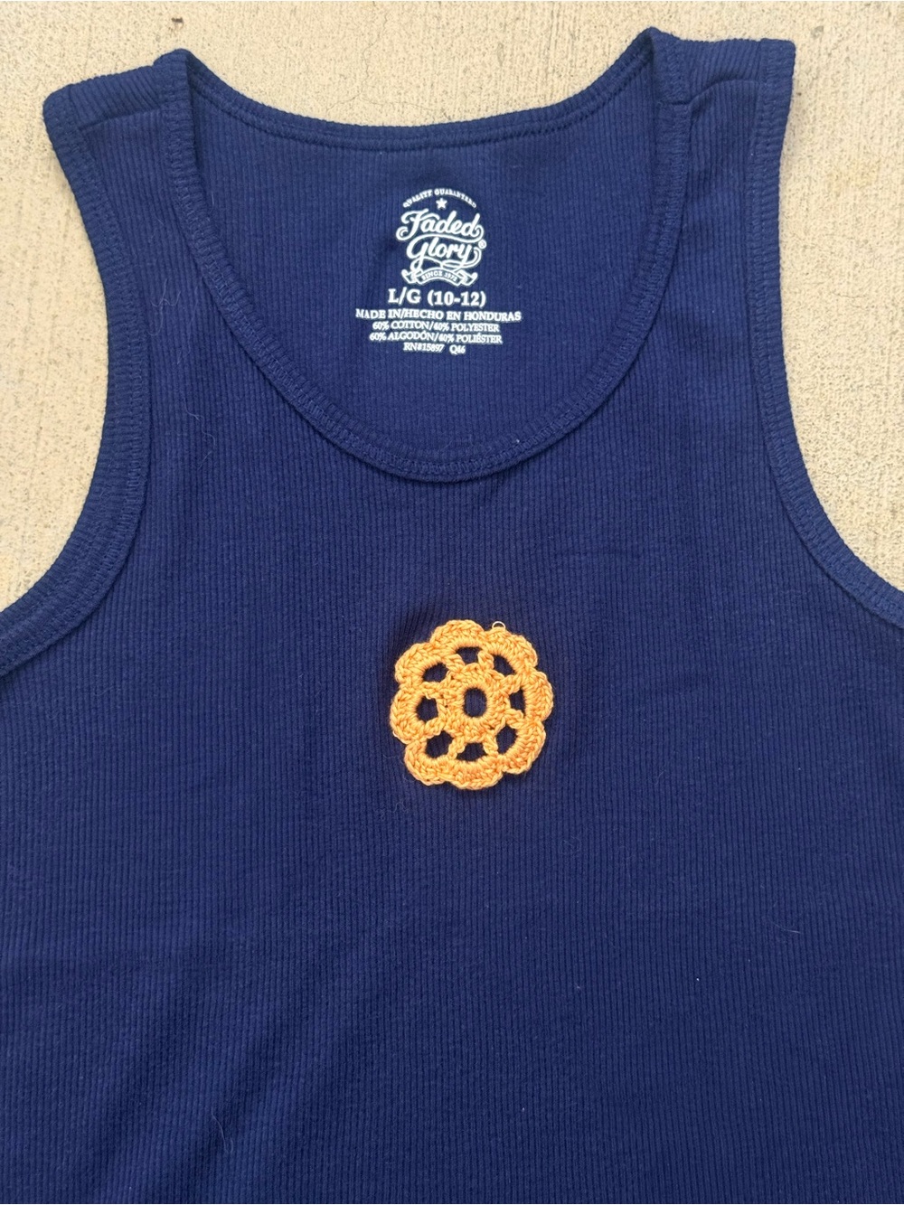 Upcycled Embroidered Cotton Ribbed Tank